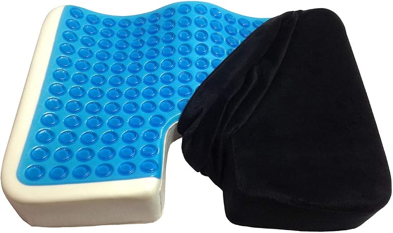 Cojín de asiento para coxis, almohada ortopédica grande de espuma viscoelástica de gel para dolor de ciática, espalda y coxis (negro)