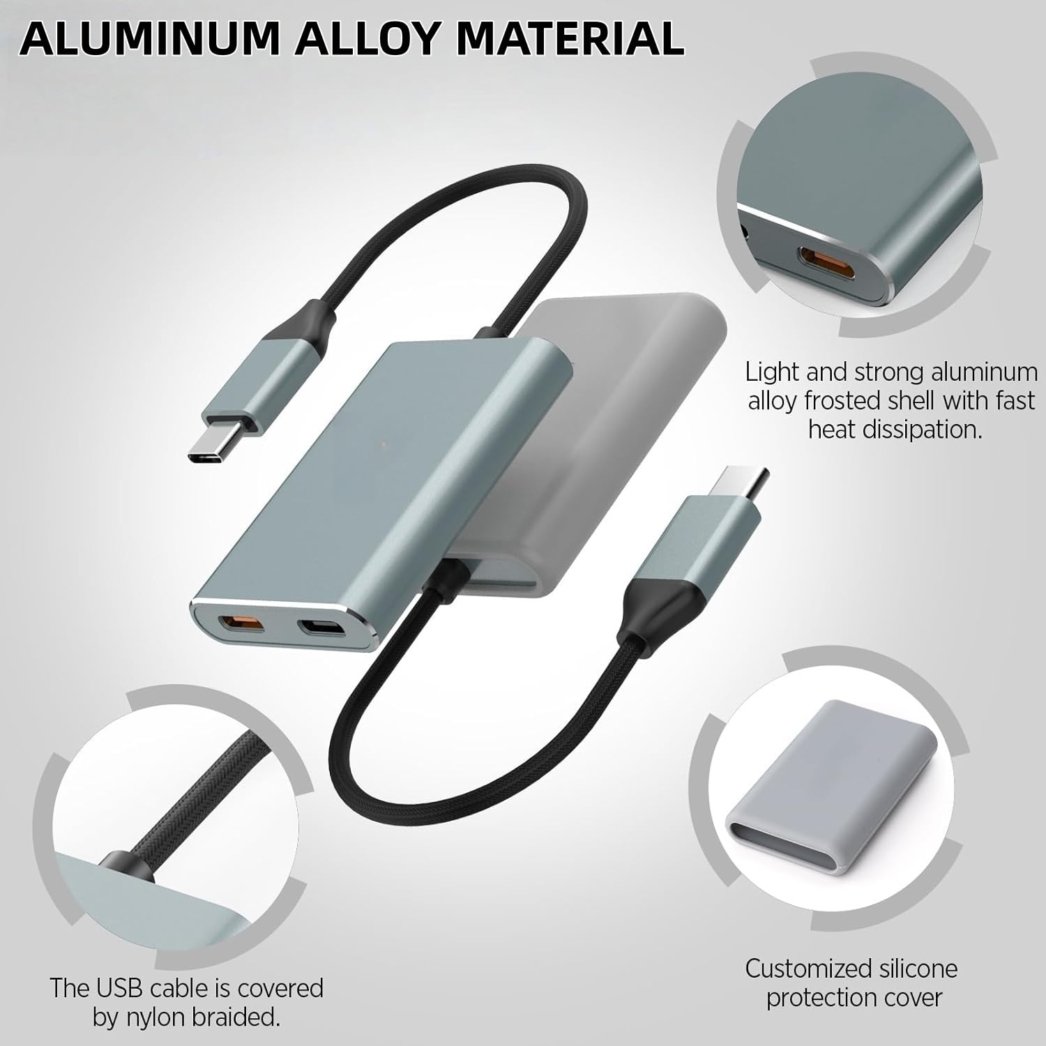 XREAL Adaptateur de charge et de lecture USB C vers lunettes AR pour XREAL One/Air 2 Pro, Rokid, Viture, compatible ROG Ally, Switch2, Phone 17 16 15, prend en charge la charge rapide de 65 W et 60 Hz