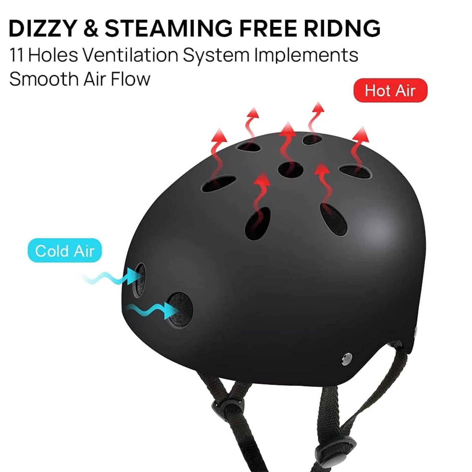 Ease Skaterhelm Fahrradhelm, Skateboarding Helm, Atmungsaktiv, Sicherheit, leicht Radhelm mit Verstellbarer Kinnriemen für Fahrrad Skateboard Scooter BMX Kind Erwachsene