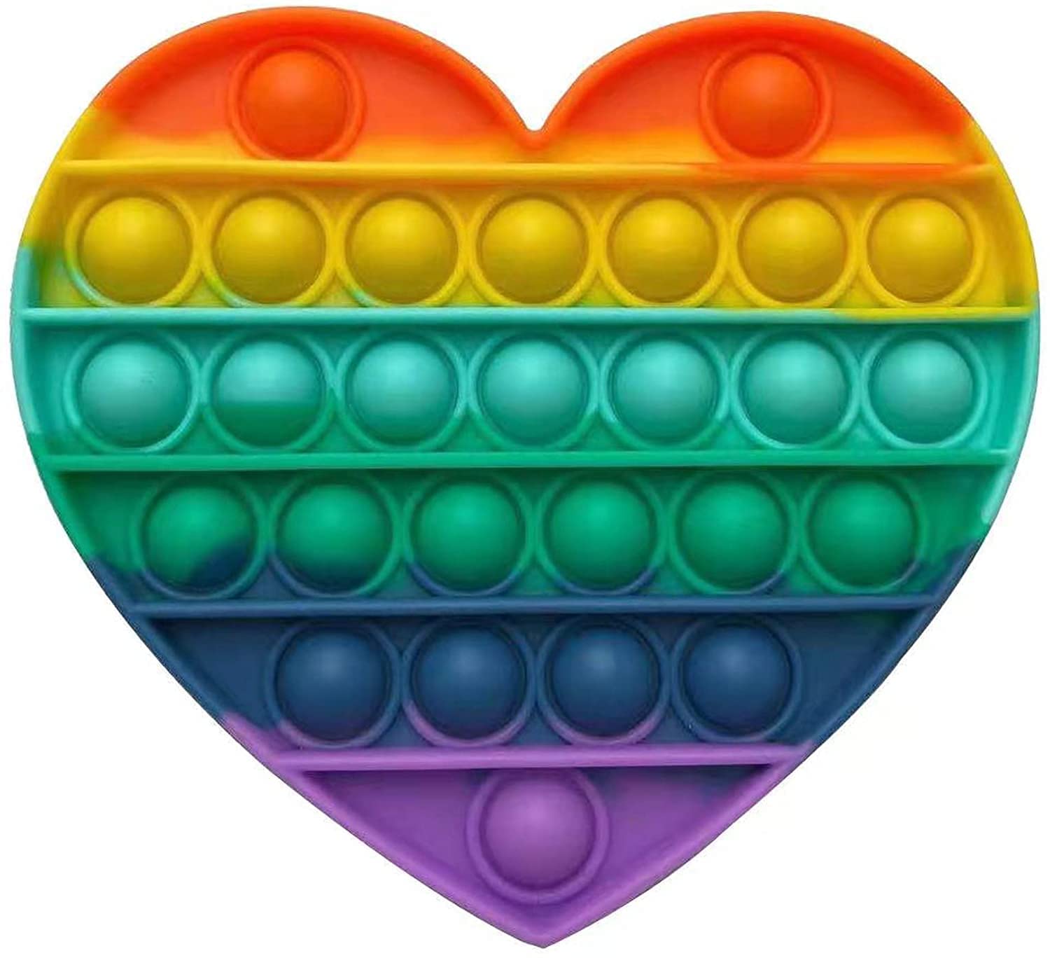 Kettlekane Pop It Fidget Toys | Anxiety Toy for All Ages | Educational Toy | Different Shape Pop It for Kids | Rainbow Pop It | Sensory Toys Novelty Gifts (Heart)