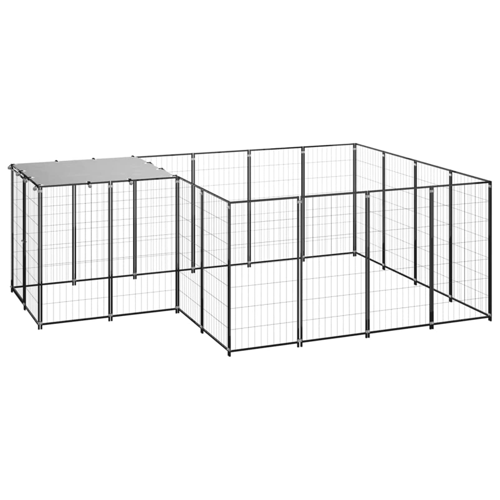 Homgoday Czarna klatka dla psa 6,05 m² stalowa klatka dla psa wewnętrzna klatka dla psa Kennel dla psów klatki dla psów klatki dla psów ogrodzenie dla psa na zewnątrz model 3082205