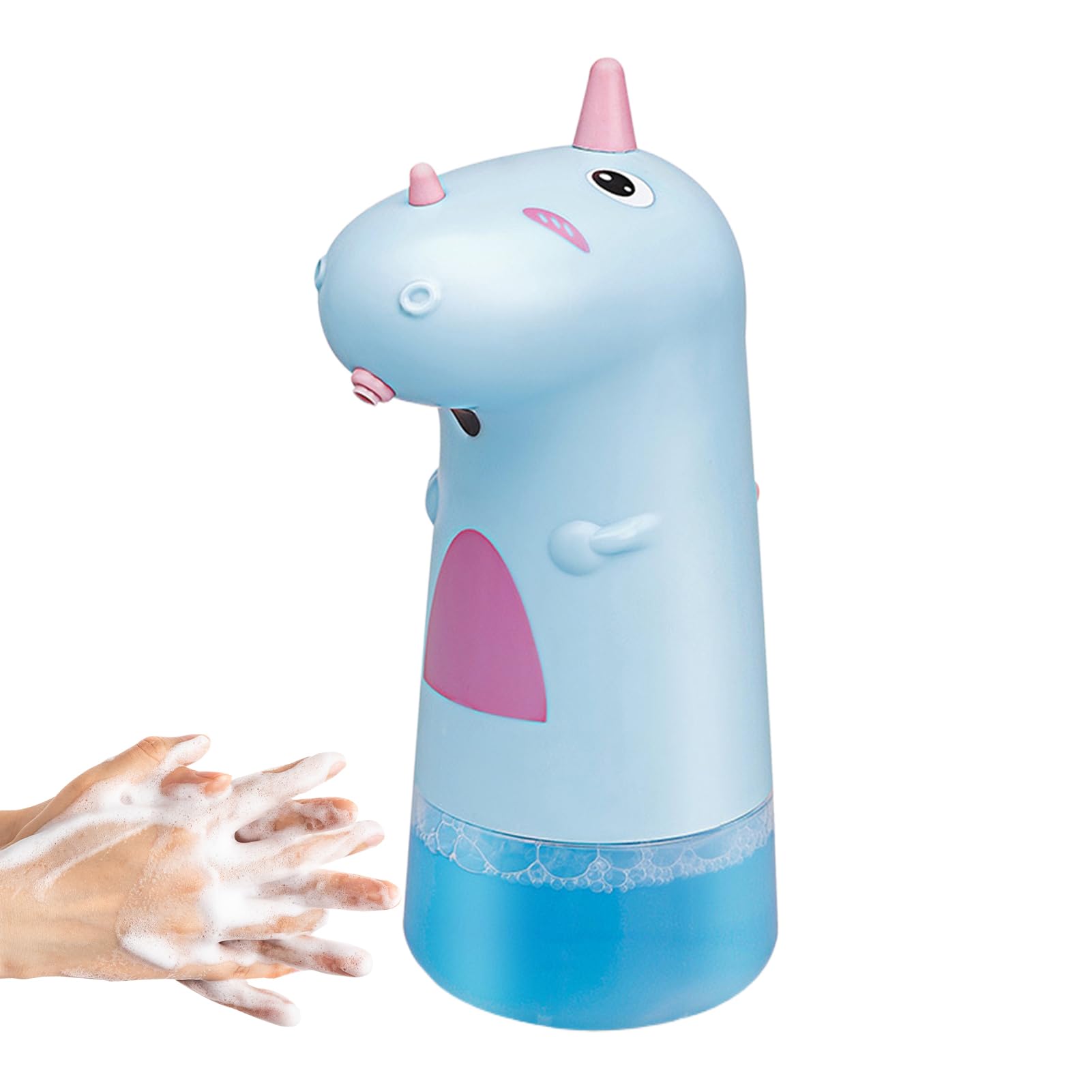 Dispensador de jabón de Dinosaurio, Dispensador de jabón en Espuma sin Contacto, Dispensador automático de jabón de Manos espumoso para niños, Bonito dispensador de Espuma para encimera