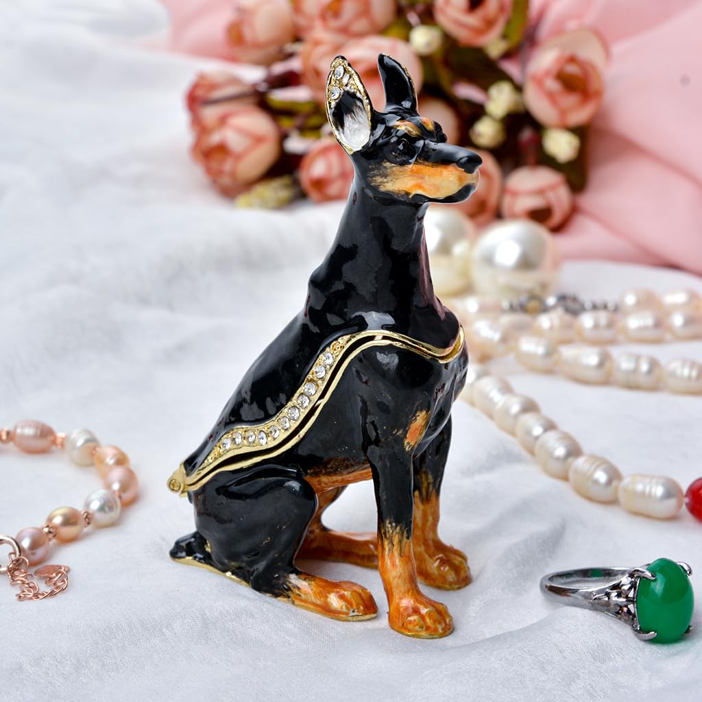 Amazon｜FJ FENGZHIJIE ドーベルマン 犬の置物 ジュエリーボックス