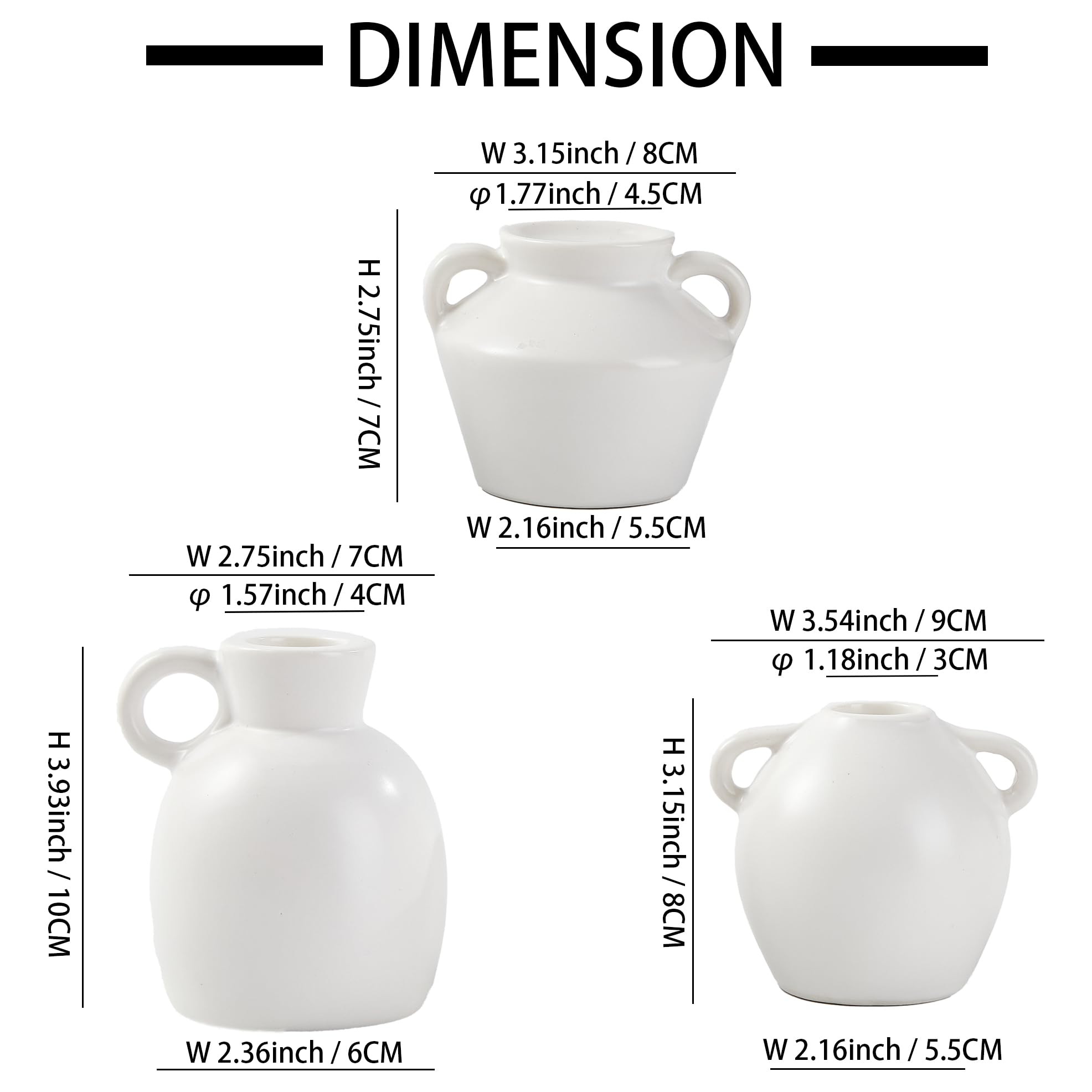 Denique Ceramiczne świeczniki, zestaw 3 sztuk, kreatywny nowoczesny zestaw świeczników, centralny element stołu, stożkowe świeczniki, dekoracja biurka, dekoracja domu, na wesele, do jadalni, na