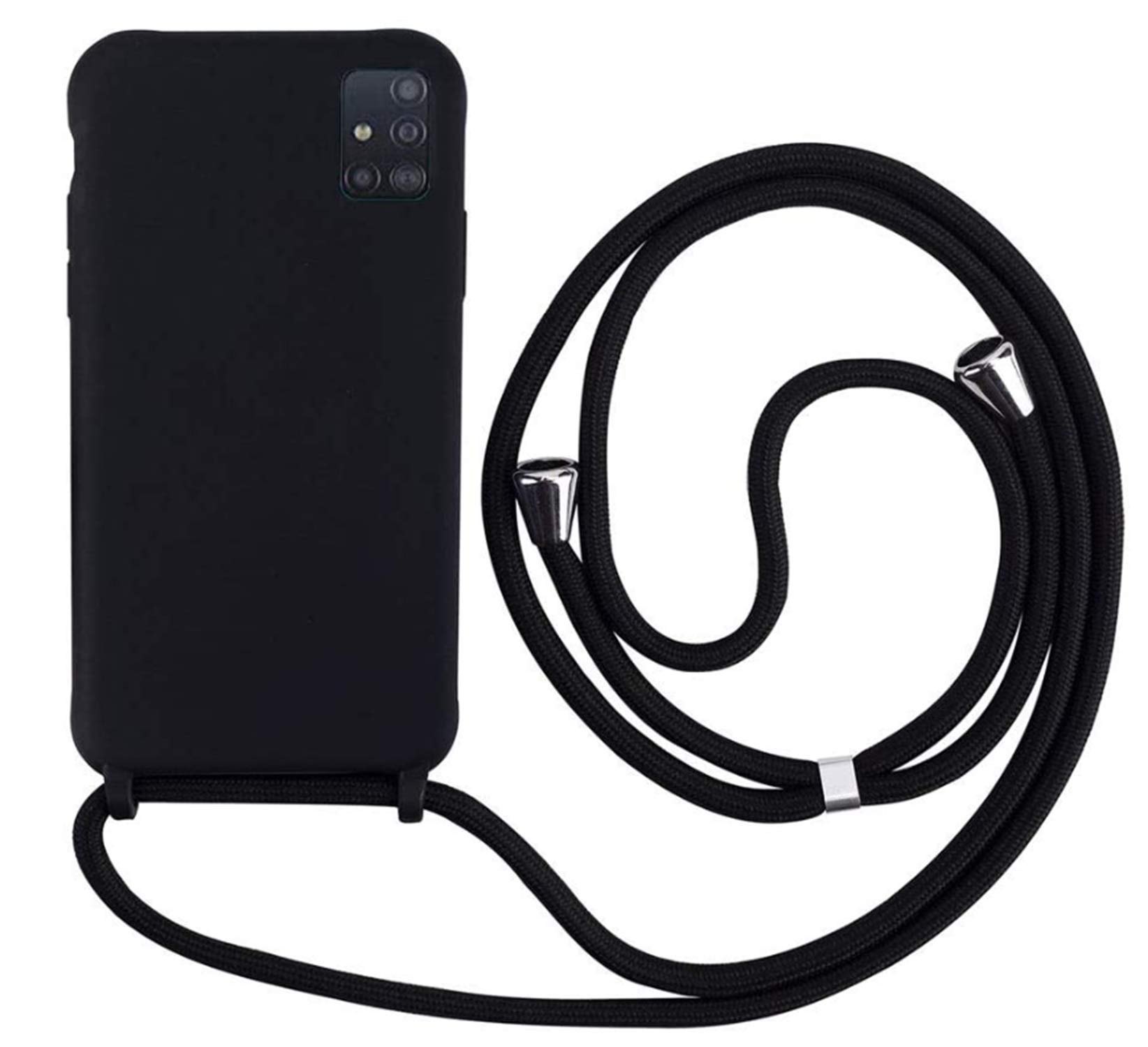 MEVISCase Compatible with Samsung Galaxy A71, Slim Anti-Shock, Adjustable Lanyard Case, Black