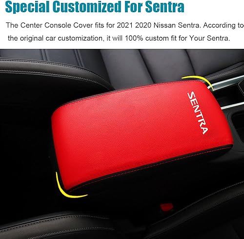 Miniatura 3 de LEXLEY Funda para reposabrazos para consola central, impermeable, antiarañazos, de piel, para Nissan Sentra 2020, 2021, 2022, 2023, 2024, costuras