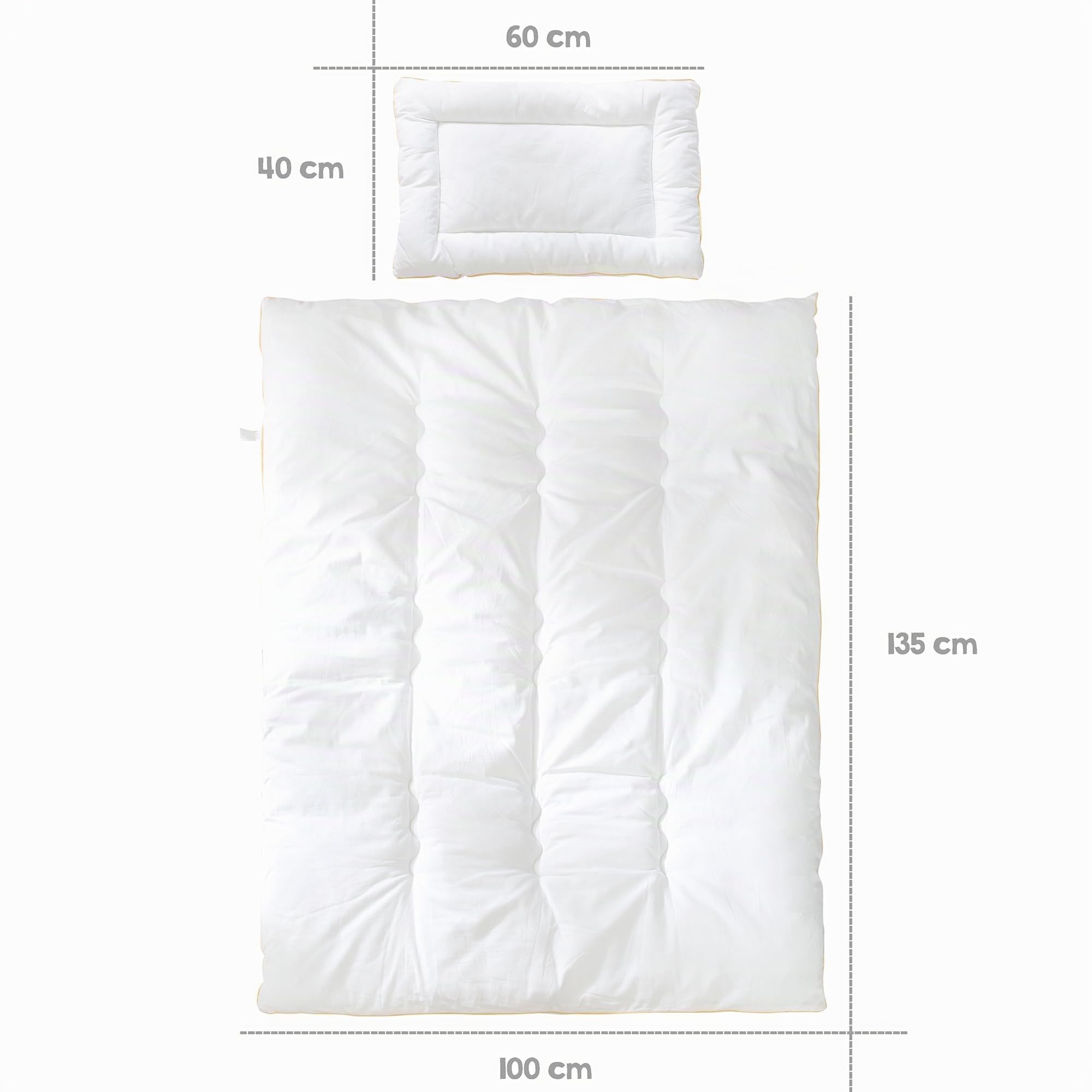 roba Parure de Lit Bébé Toutes Saisons - Couette 100x135 cm + Oreiller 40x60 cm - Blanc