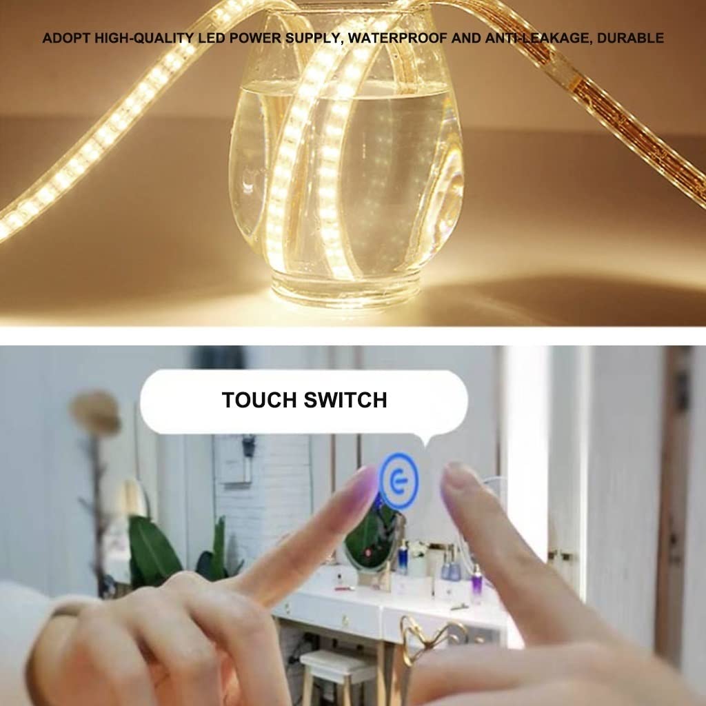 Espejo de baño Redondo de Madera Maciza de Pared con Tira de luz LED y Mueble de almacenaje de 70 cm (27,6 Pulgadas) - Decoración Moderna y Elegante para el hogar