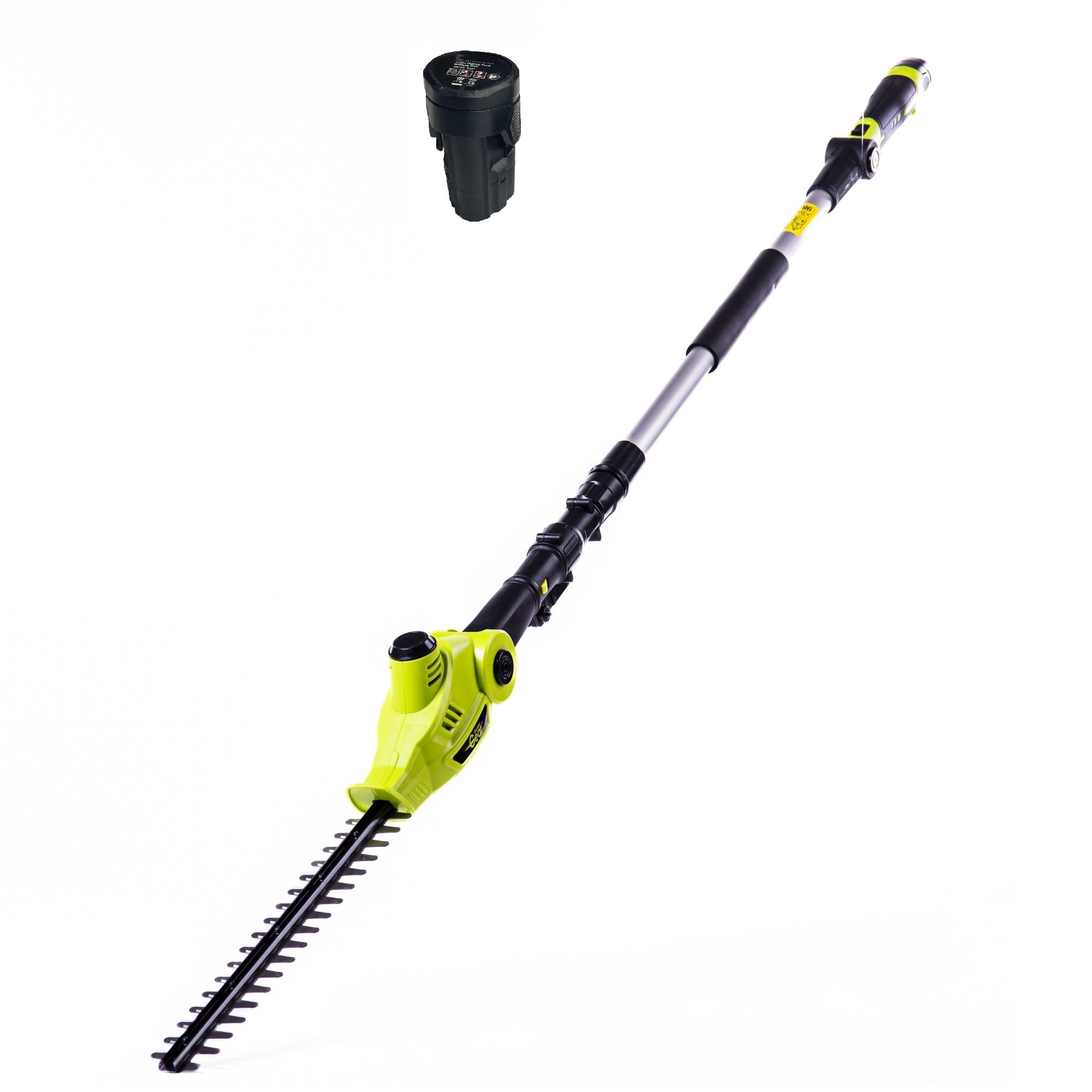 Garden Gear 12V Telescopic Hedge Trimmer, 450mm Blade, 240cm Reach, Cordless, 2.0Ah Lithium-Ion Battery, Lightweight, Fast Charger Included (12V Telescopic Hedge Trimmer + Spare Battery)