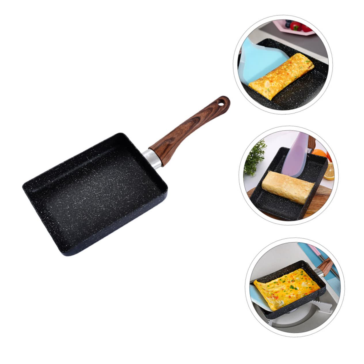 IMIKEYA 1pezzi Padella Tamagoyaki Antiaderente Padella Per Uova Quadrata Realizzata Base Piana Per Aderenza Massima Al Fornello Manico Ergonomico Comodo Da Impugnare
