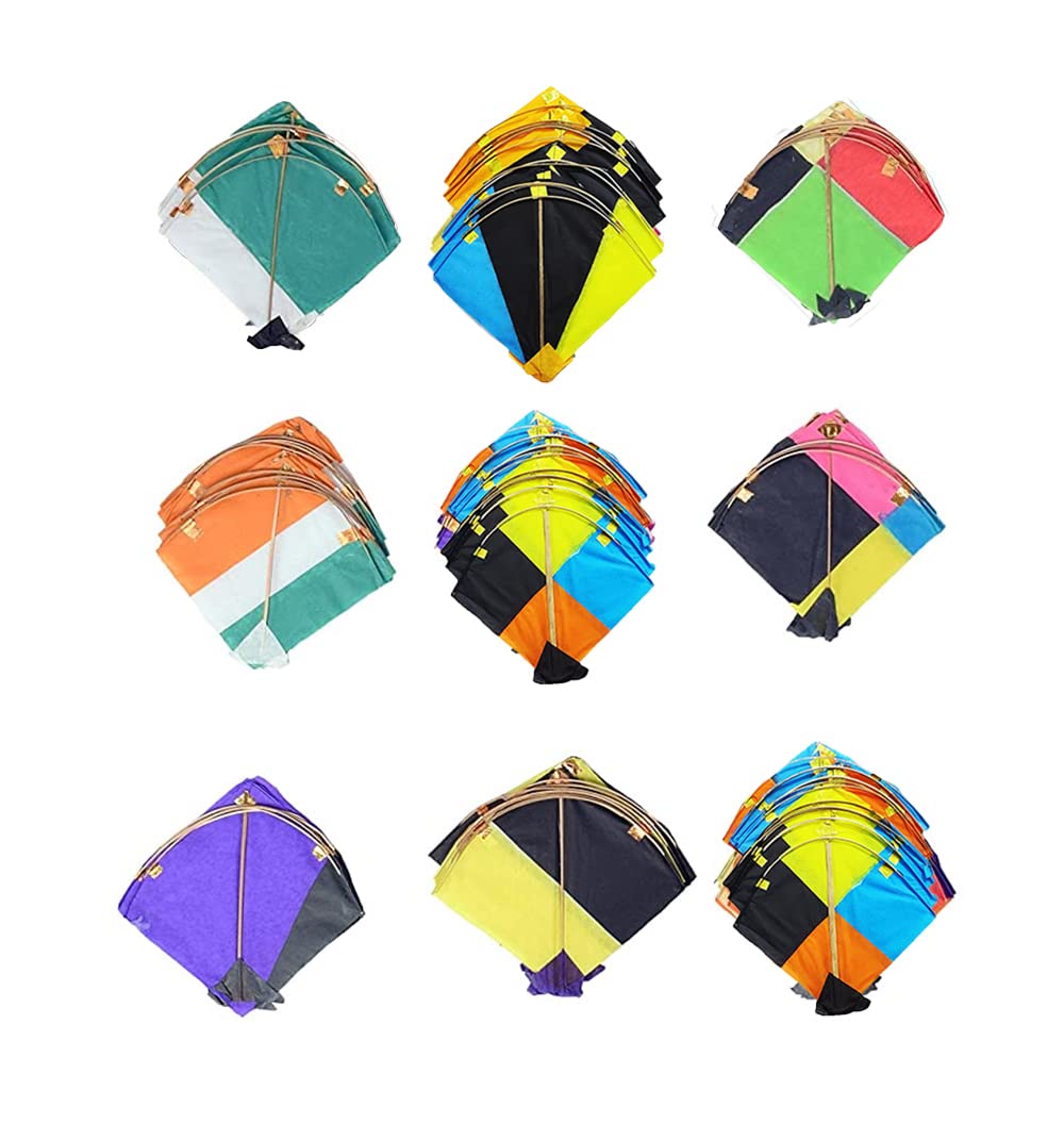 BITONA® Paper Kite patang Indian Kite Multi Color Pack of 60 Kites Size