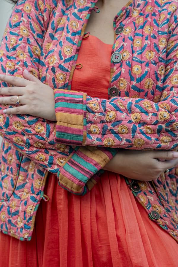 Image of Jackets for women | Cotton Quilted Reversible Short Jacket | Double Sided Warm Outerwear Coat for women |Jacket for women winter wear