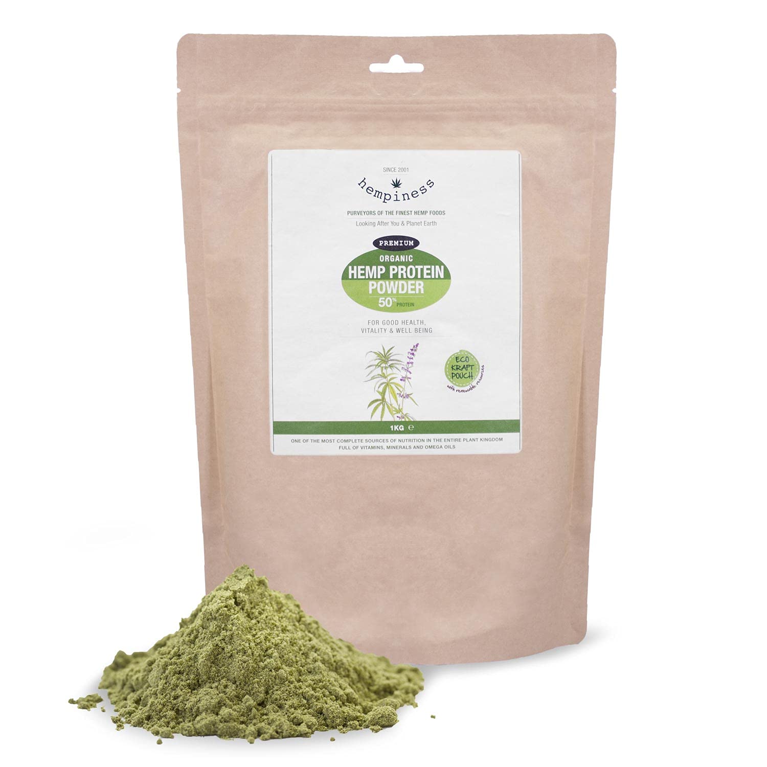 Organic Premium Raw Hemp Protein Powder (1kg) | 50% Protein | Vegan and Eco-Friendly
