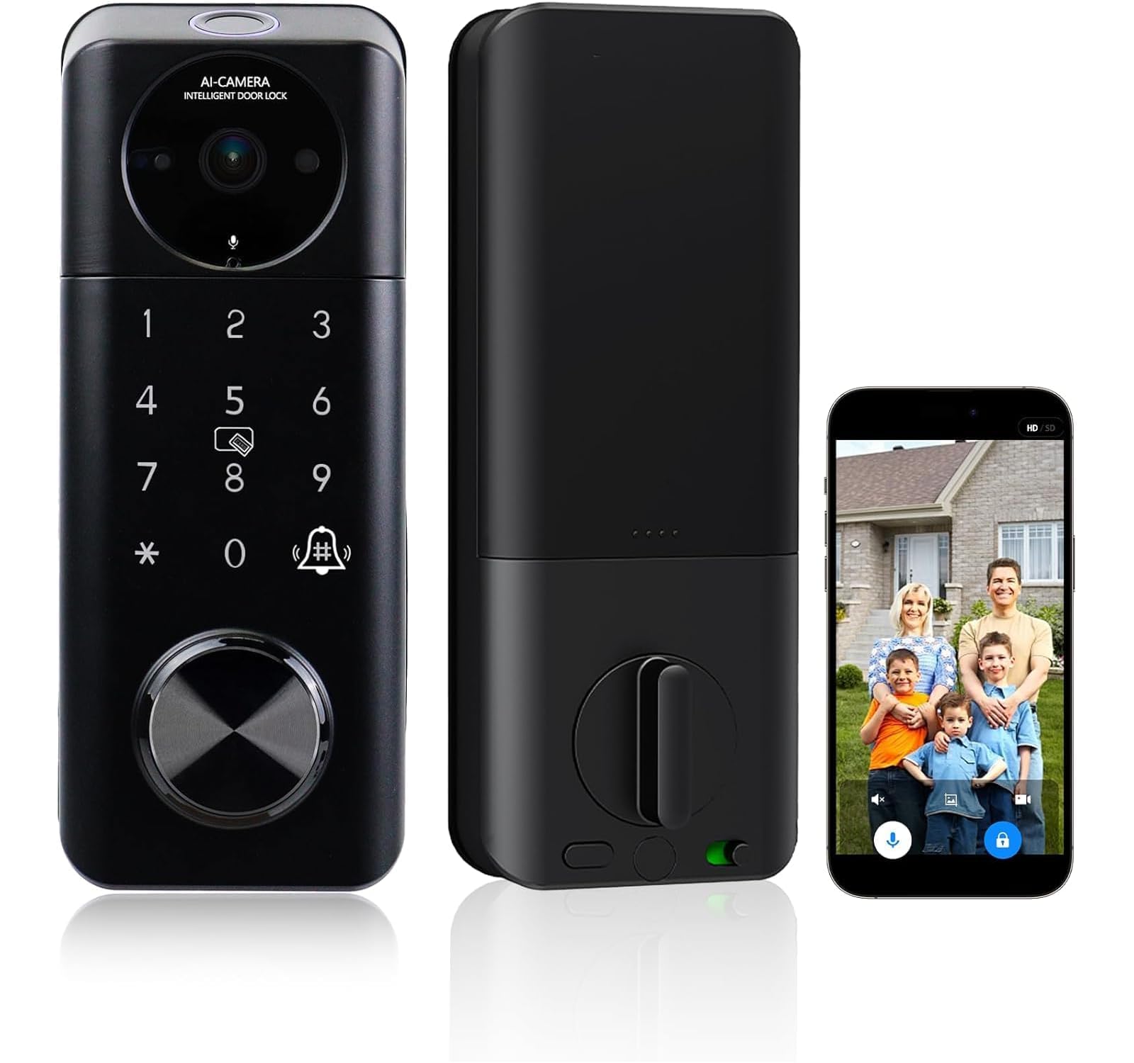 UMIKSMART 3D Face ID Video Smart Door Lock with Camera, 6-in-1