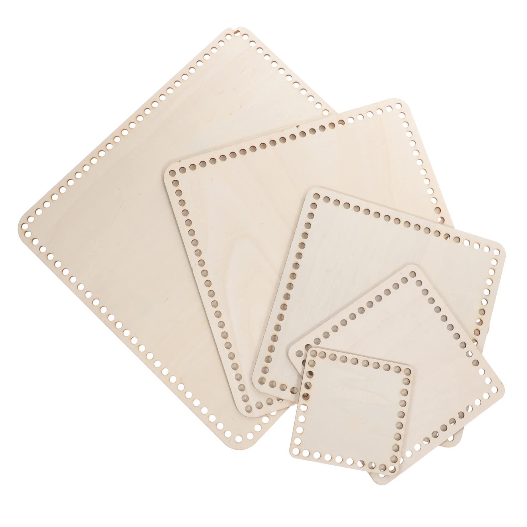 KALLORY Knitting Crochet Basket Bottoms Set 5pcs Wood Base for DIY Weaving Basket Storage Bag Decorative