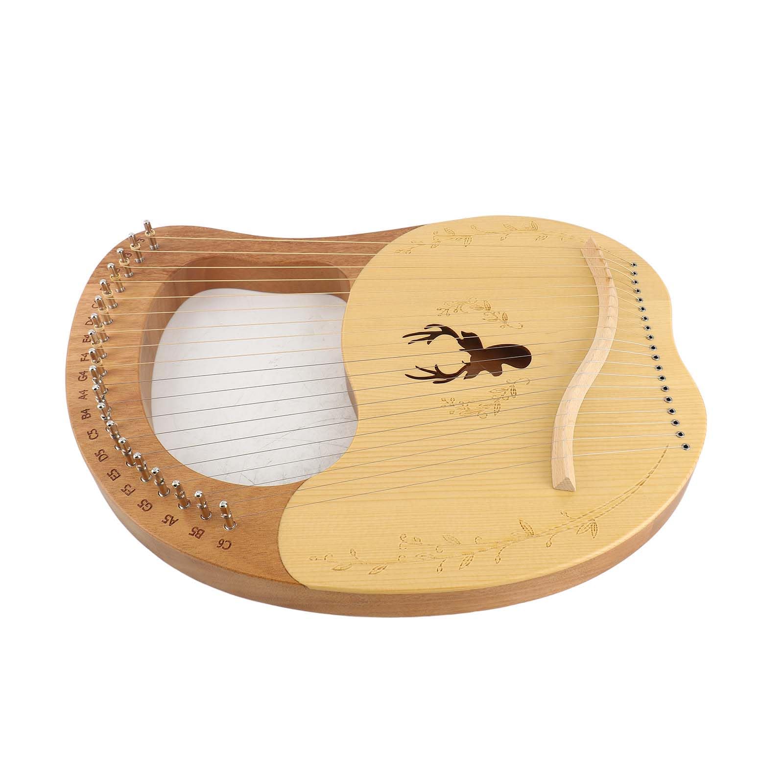 Arpa de Lira de 19 cuerdas instrumento de cuerda de caja de resonancia de madera portátil con llave para afinar y púas para niños adultos principiantes (Naturelle)