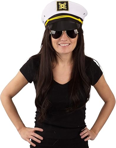 Miniatura 3 de Sombrero de capitán de yate sombrero de marinero y gafas de sol de aviador disfraz de marinero Tigerdoe