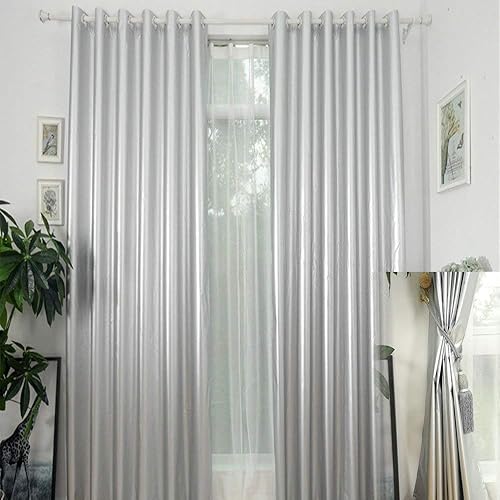 Miniatura 10 de Tela opaca para cortinas color negro y plateado, 100 % de sombreado, impermeable, ligera (6 yardas)