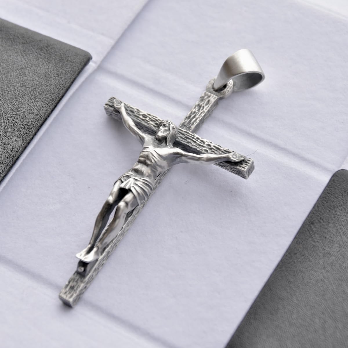 Grande Croix Crucifix Pendentif En Argent Sterling .925 Collier Hommes Femmes À La Main Nouveau Silverzone77