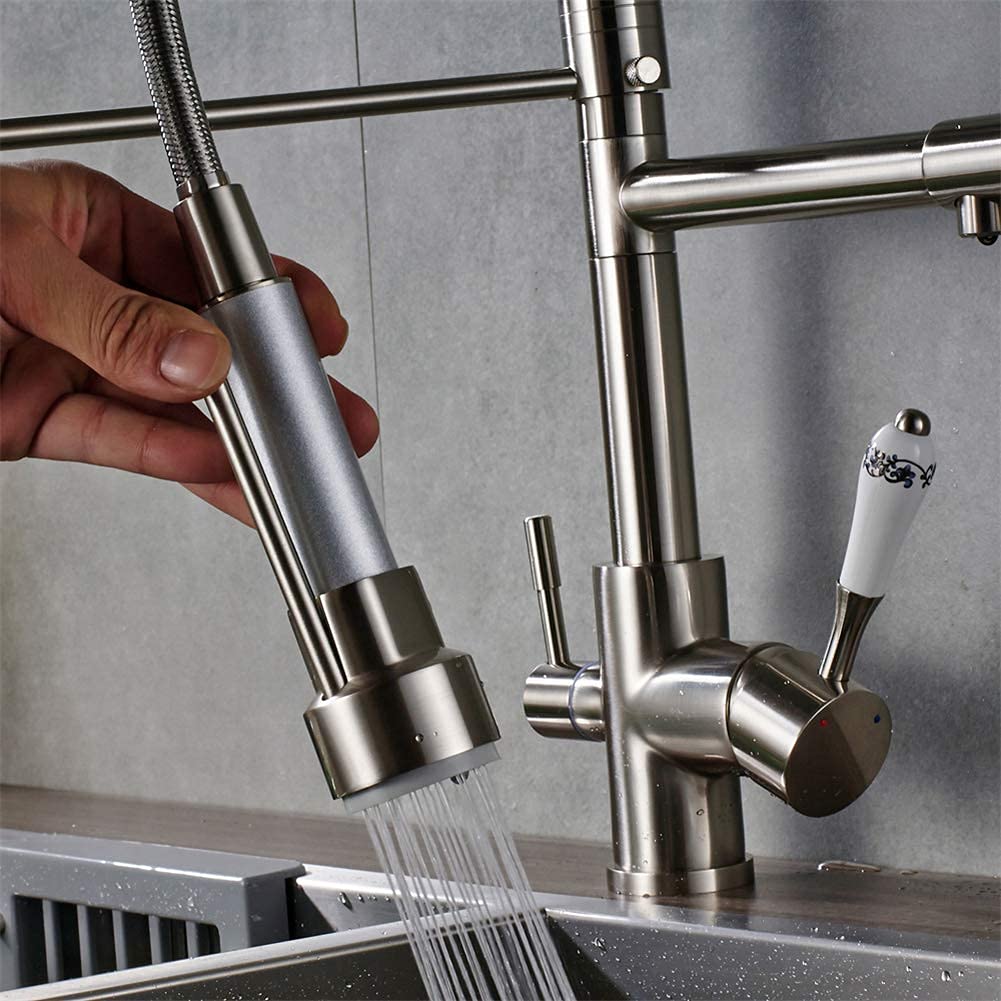 Rubinetto lavello cucina bagno, rubinetti cucina Torneira para Cozinha De Parede Gru per rubinetto filtro acqua cucina Miscelatore lavello a tre vie Rubinetto cucina/Nichel Comfortable anniversary