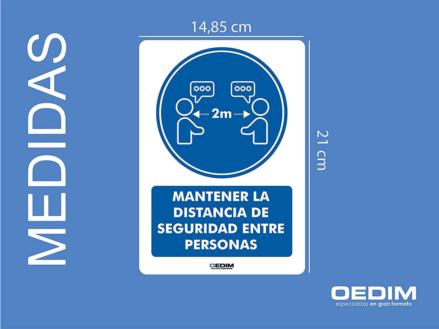 Pack 5 Señales de Medidas de Higiene y Seguridad | Mantener Distancia de Seguridad | Medida 14,85x21cm | Señaletica en Material Aluminio Blanco Resistente de 3mm