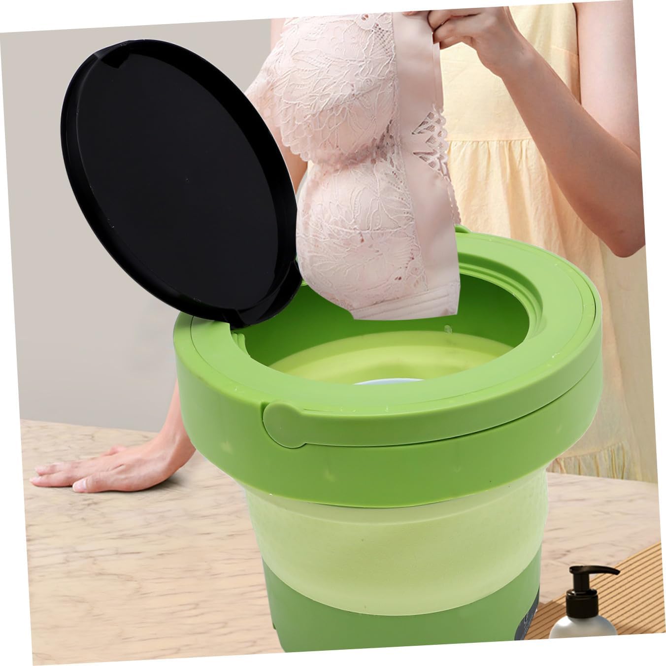 Luxshiny Portable Foldable Washing Machine 6l Mini Portable Washer with Spin Dryer US Plug for Camping Travel Laundry Socks and Delicates