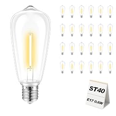 25 Pack ST40 LED Replacement Light Bulbs Shatterproof Dimmable for Outdoor String Lights E17 Base 2700K Warm White