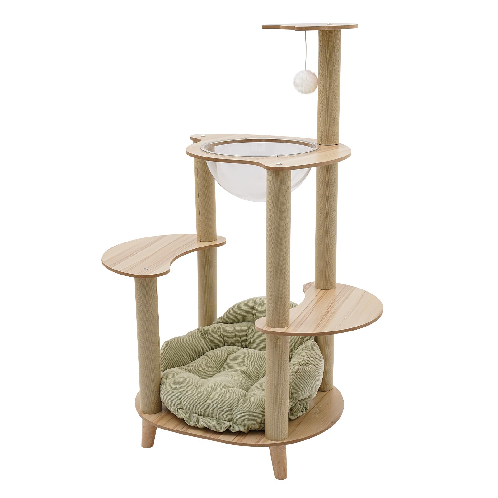 Torre per gatti a 5 piani, struttura per arrampicata con letto imbottito, tiragraffi per gatti, torre da arrampicata per appartamenti, negozi di animali, soggiorno, 60 x 50 x 115 cm