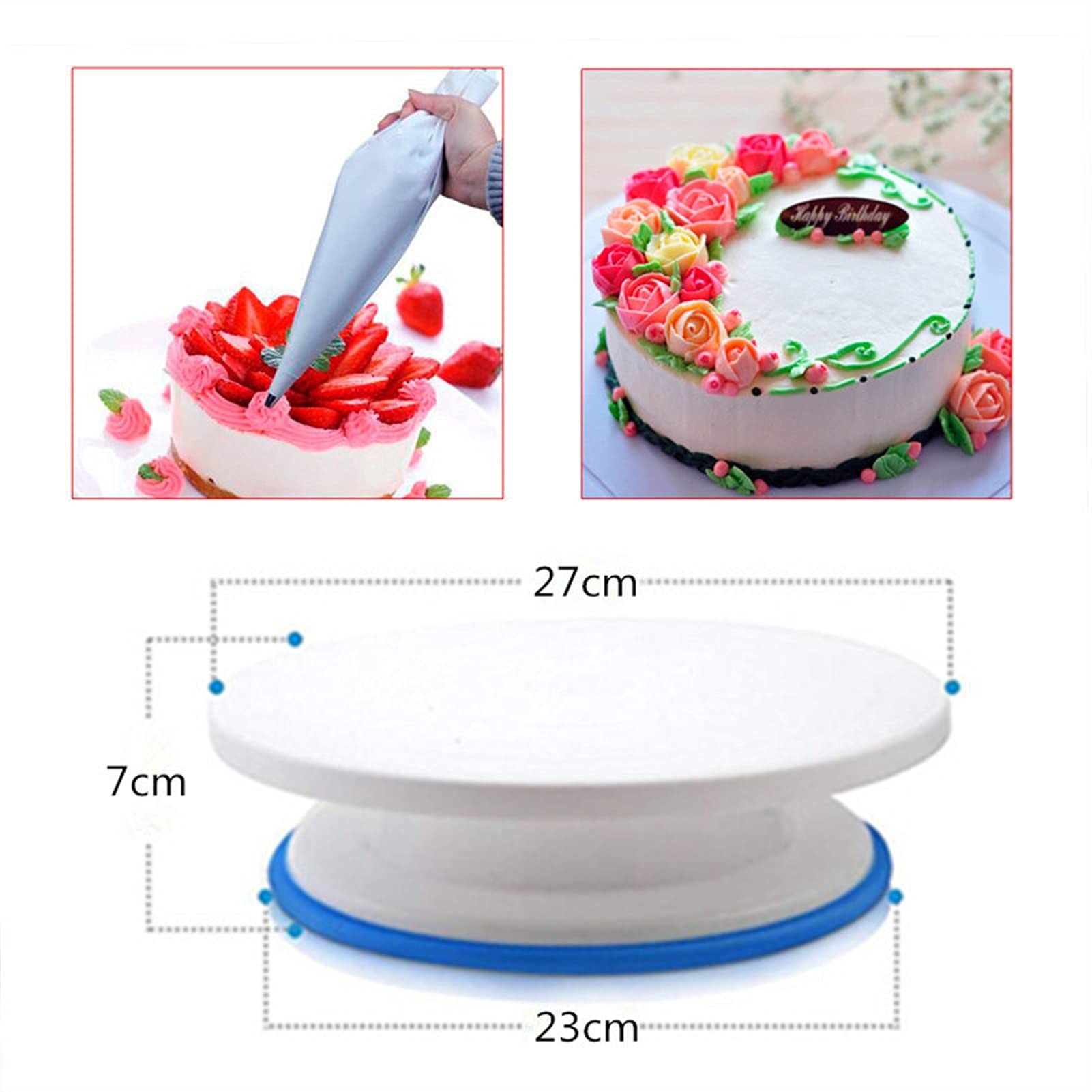 Gramofon do ciasta 25 cm plastikowy tort obrotowy stół DIY ciasto narzędzie do pieczenia ciasto stojak ciasto obrotowy ciasto dekoracja tort narzędzie do pieczenia obracanie ciasto stojak na ciasto (kolor: antypoślizgowa gramofon)