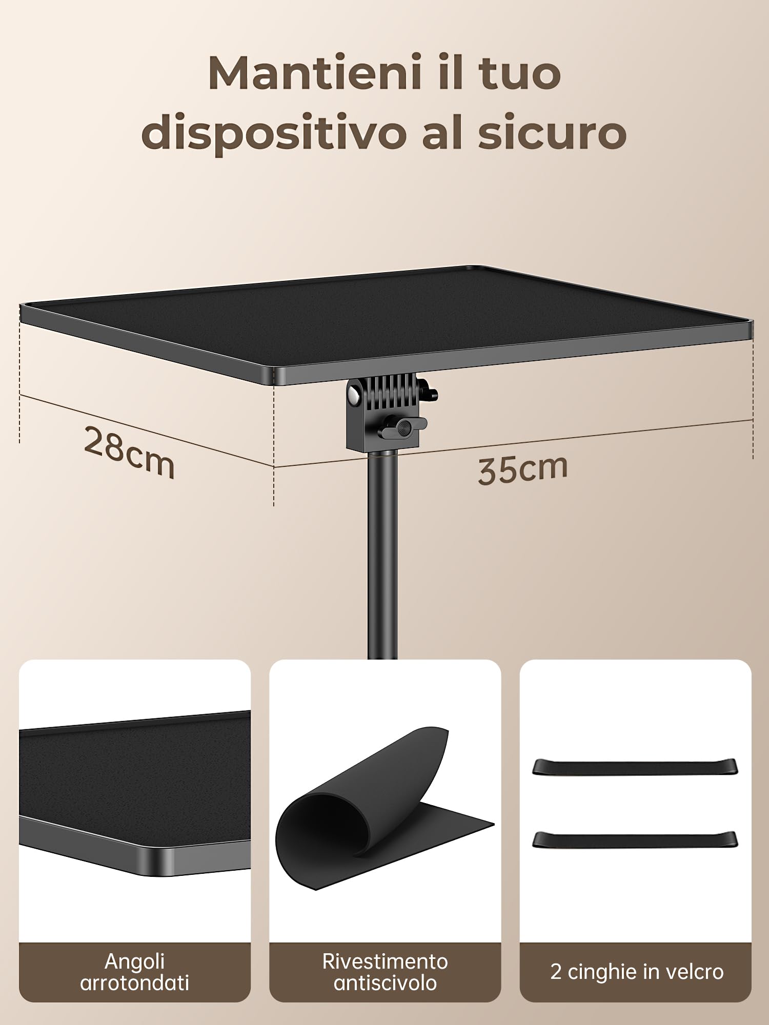 Supporto per proiettore, Regolabile in Altezza 54-129 cm, Girevole a 360°, Portata 7kg, Supporto a Pavimento Compatibile con Pico-proiettori, computer portatile, Telecamere, DV, Trail Camera