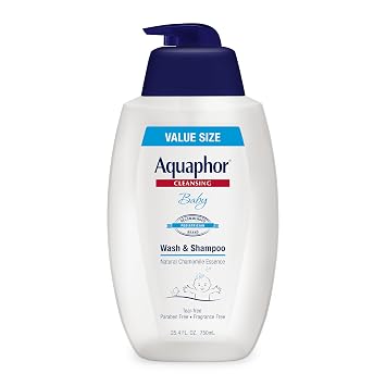 Aquaphor Baby Wash and Shampoo, Unscented Baby Shampoo and Wash, 25.4 Fl Oz Pump Bottle