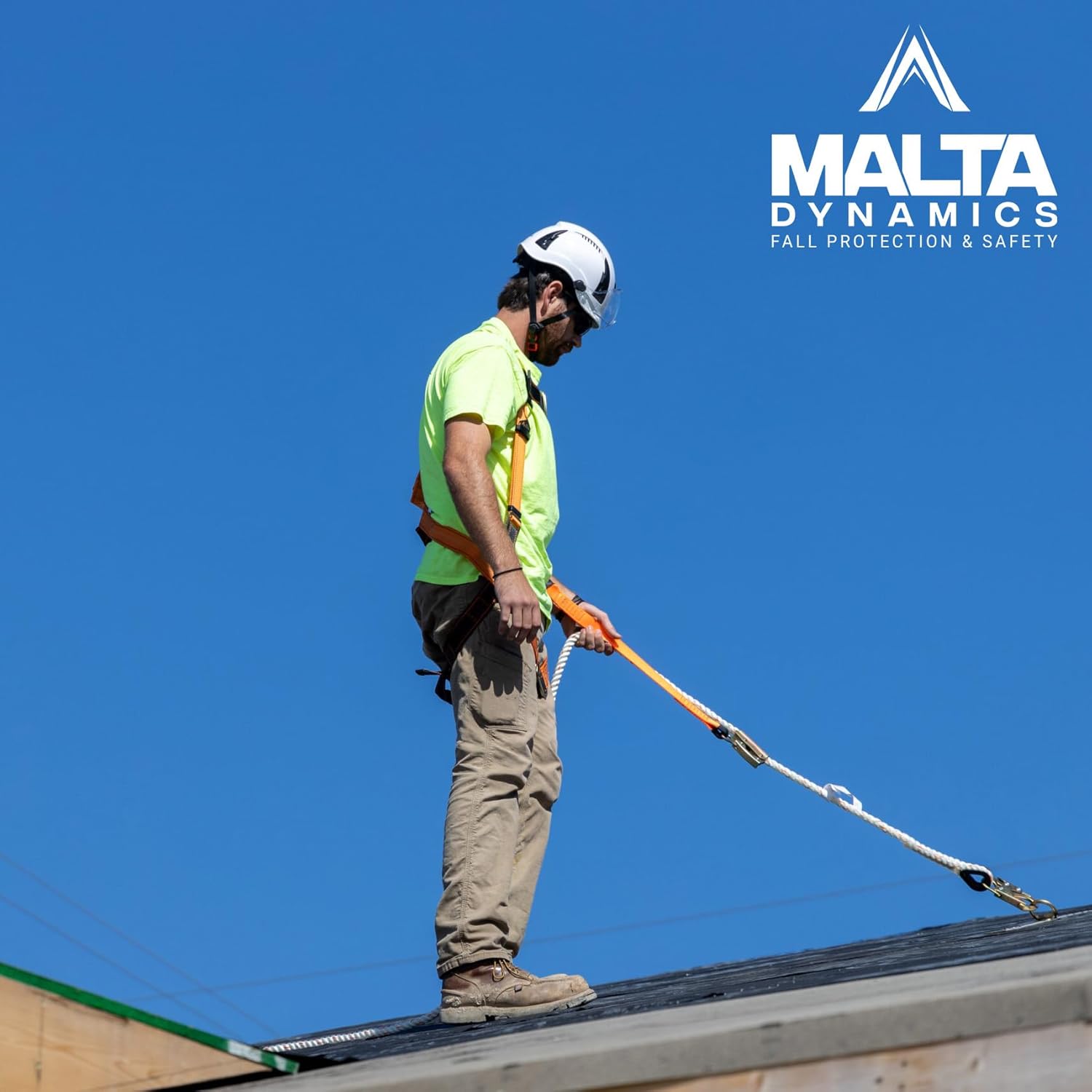 Malta Dynamics 50’ Roofer's Safety Bucket Kit – Warthog Pass-Thru Safety Harness, Reusable Roof Anchor, and 50’ Vertical Lifeline Assembly, OSHA/ANSI Compliant