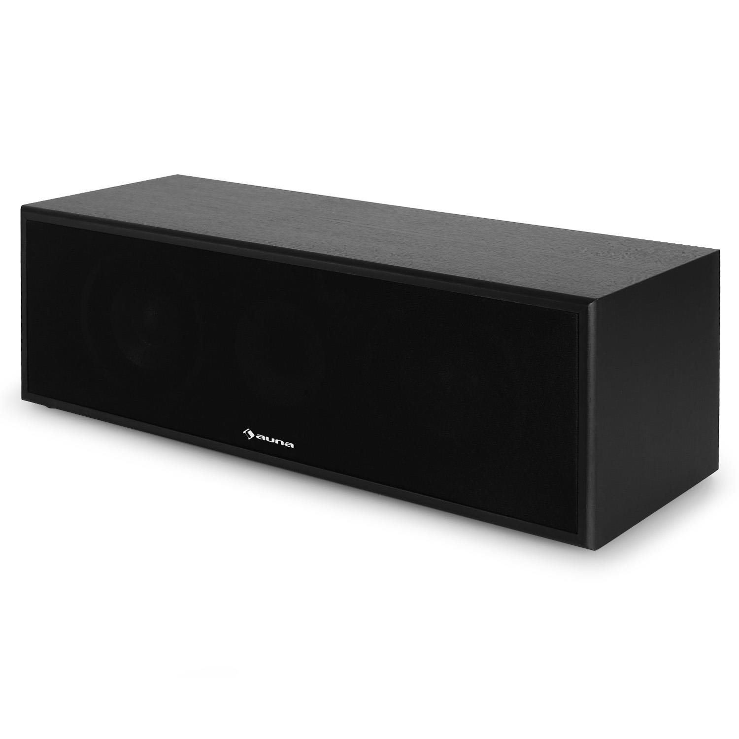 AUNA Linie 300 CN - Altoparlante Centrale Passivo, Diffusore, Speaker, Potenza 2 x 35 W RMS, 2 Woofer da 10 cm (4"), Dischi Antiscivolo, Dimensioni 45,5 x 17 x 15,5 cm, Nero