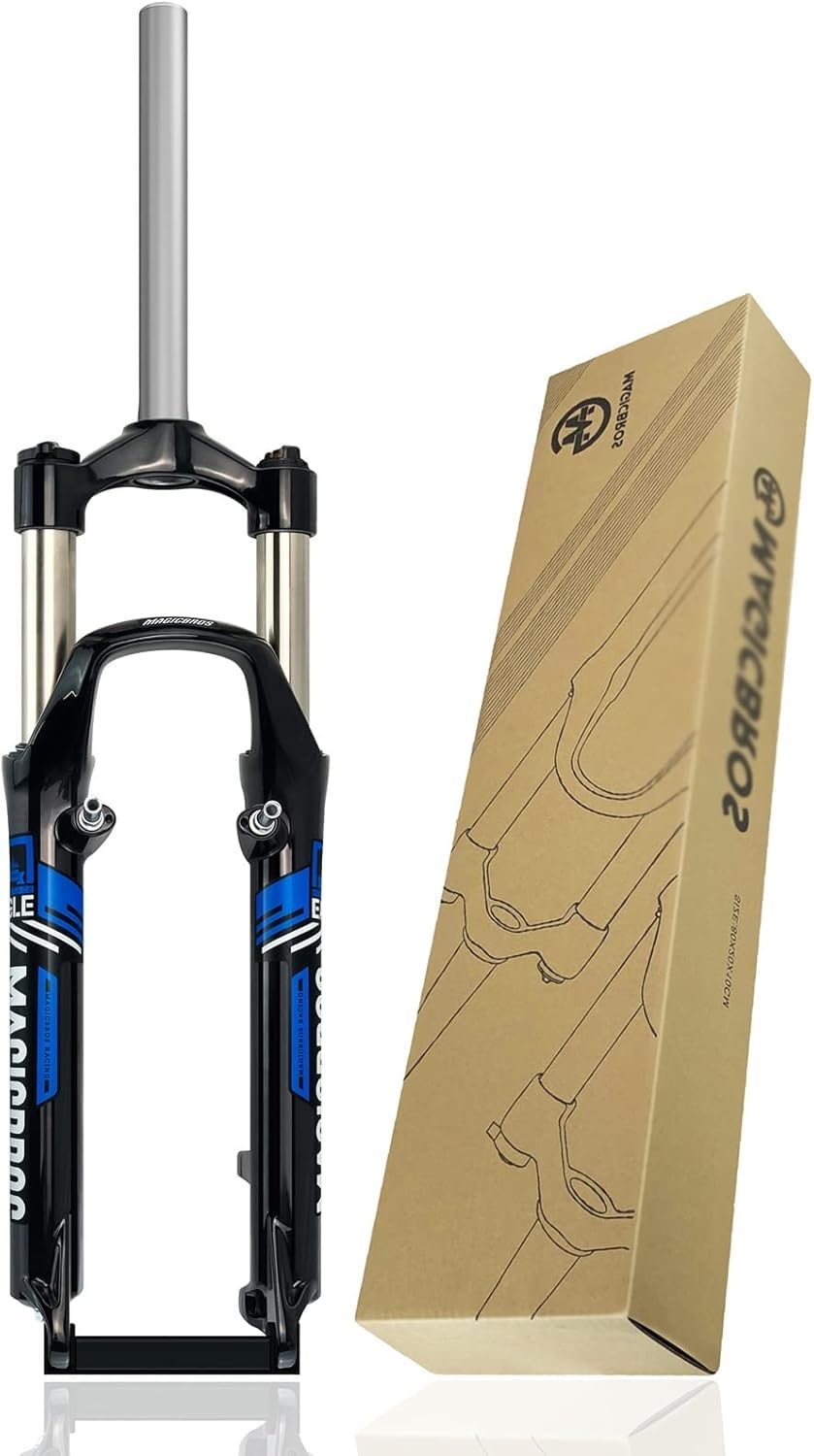 HOMSXPAC 26Inch MTB Travel 100mm Mountain Bike Front Forks 1-1/8" Straight Tube Manual Control Disc V Brake QR 9mm Fork