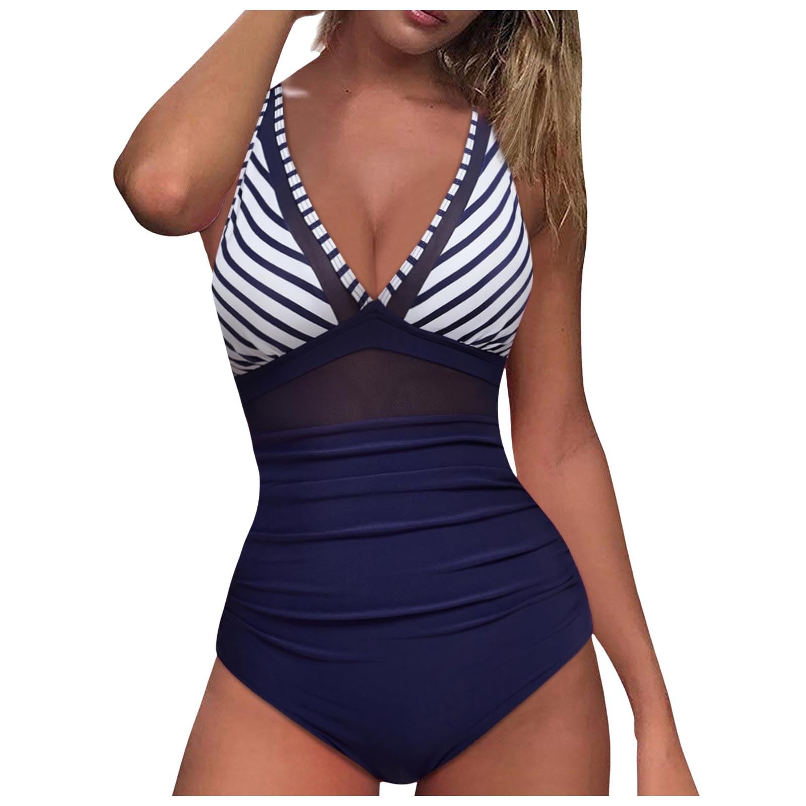 Generico Costume da Bagno Donna, Sexy da con Controllo in Rete, Push Up A Vita Alta, Tendenza 2025