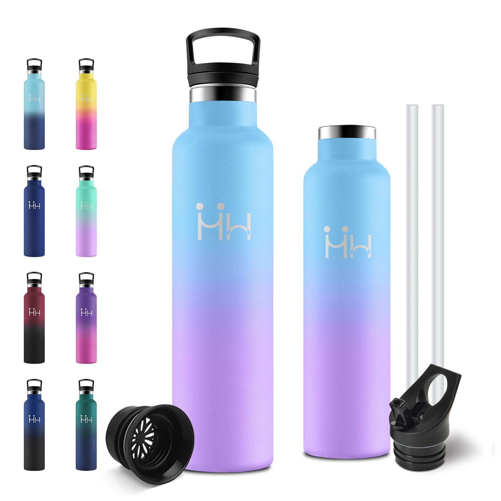 JAPORIA 1L Drinking Bottle with Straw Double Layer Insulated Leakproof Water Bottle for Carbonated Drinks Gym Camping Outdoor