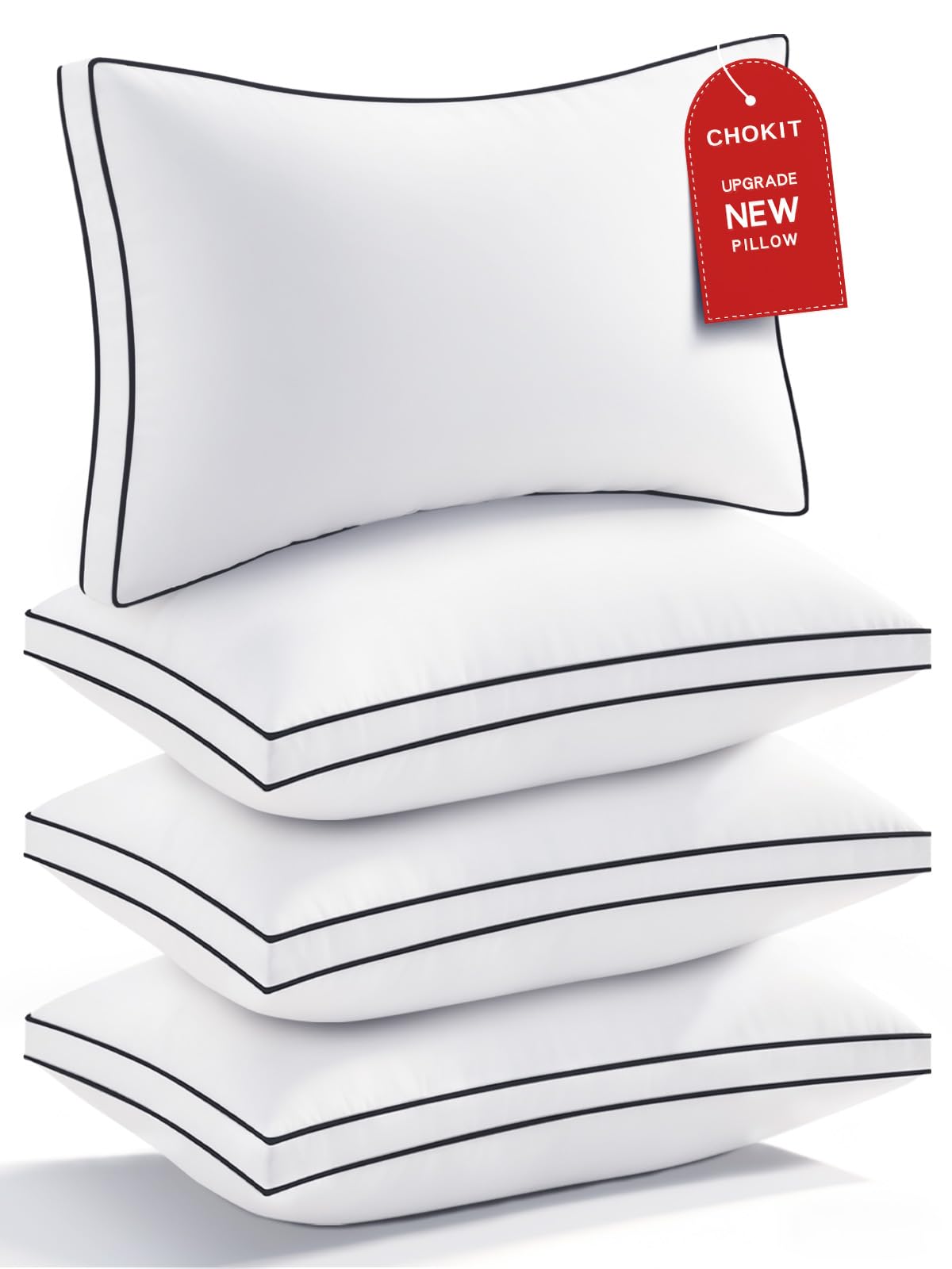 Premium Pillows Queen Size Set of 4 Fluffy and Supportive 7D Down Alternative Bed Pillows Luxury Soft Hotel
