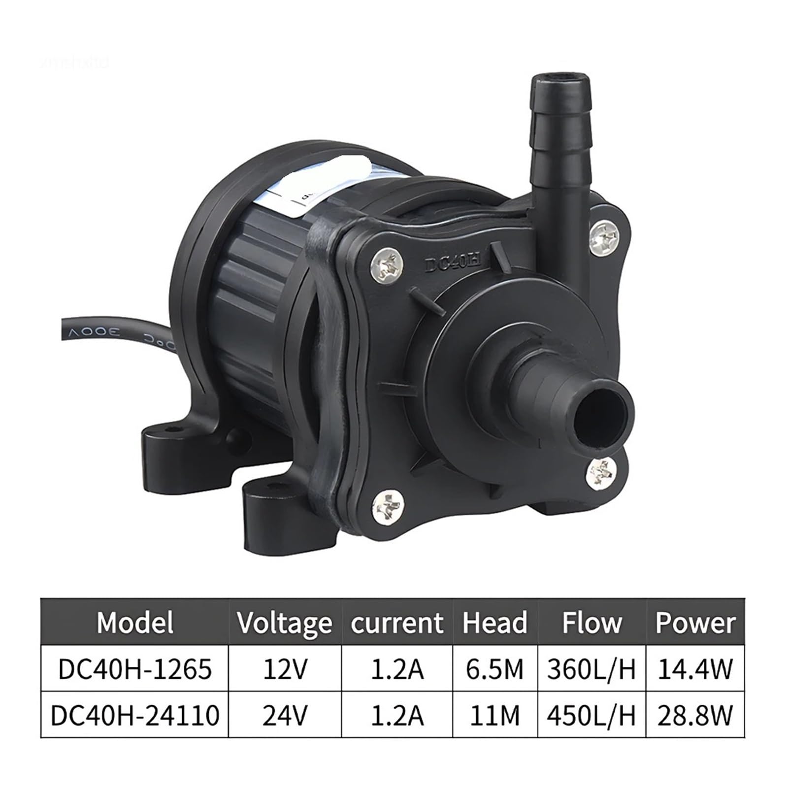 Pequeña bomba de circulación de temperatura silenciosa refrigerada por agua flujo DC12/24V: Motor sin escobillas 360/450 L/H(24110s)