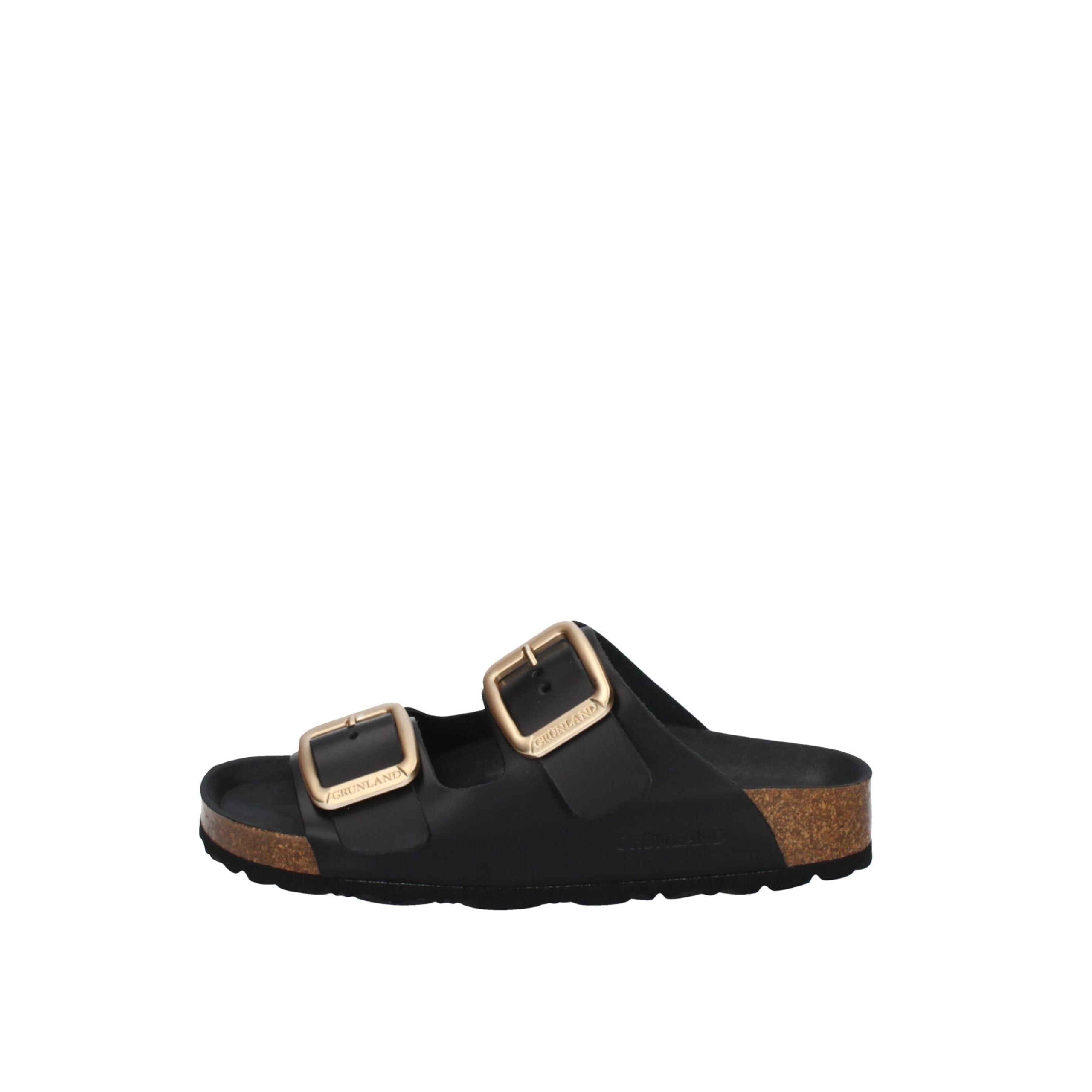 Grunland ENNY CB3272 Nero Ciabatte Donna Anatomiche re-​Soft Pelle Fibbie BIRK 37