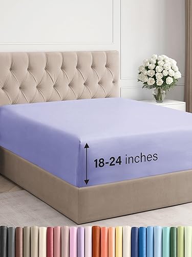 CGK Unlimited Sábanas Bajeras 21 pulgadas, Microfibra, Lavanda, gemelo