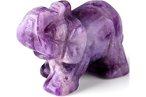 QINJIEJIE 2.8" Amethyst Elephant Decor: Healing Crystal Statue for Home, Gifts, and Spiritual Decor