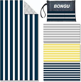 BonGu Beach Towel Oversized Stripe 180x90cm, Quick Dry Sand Free Beach Towels with Travel Bag Soft Beach/Pool Essentials f...