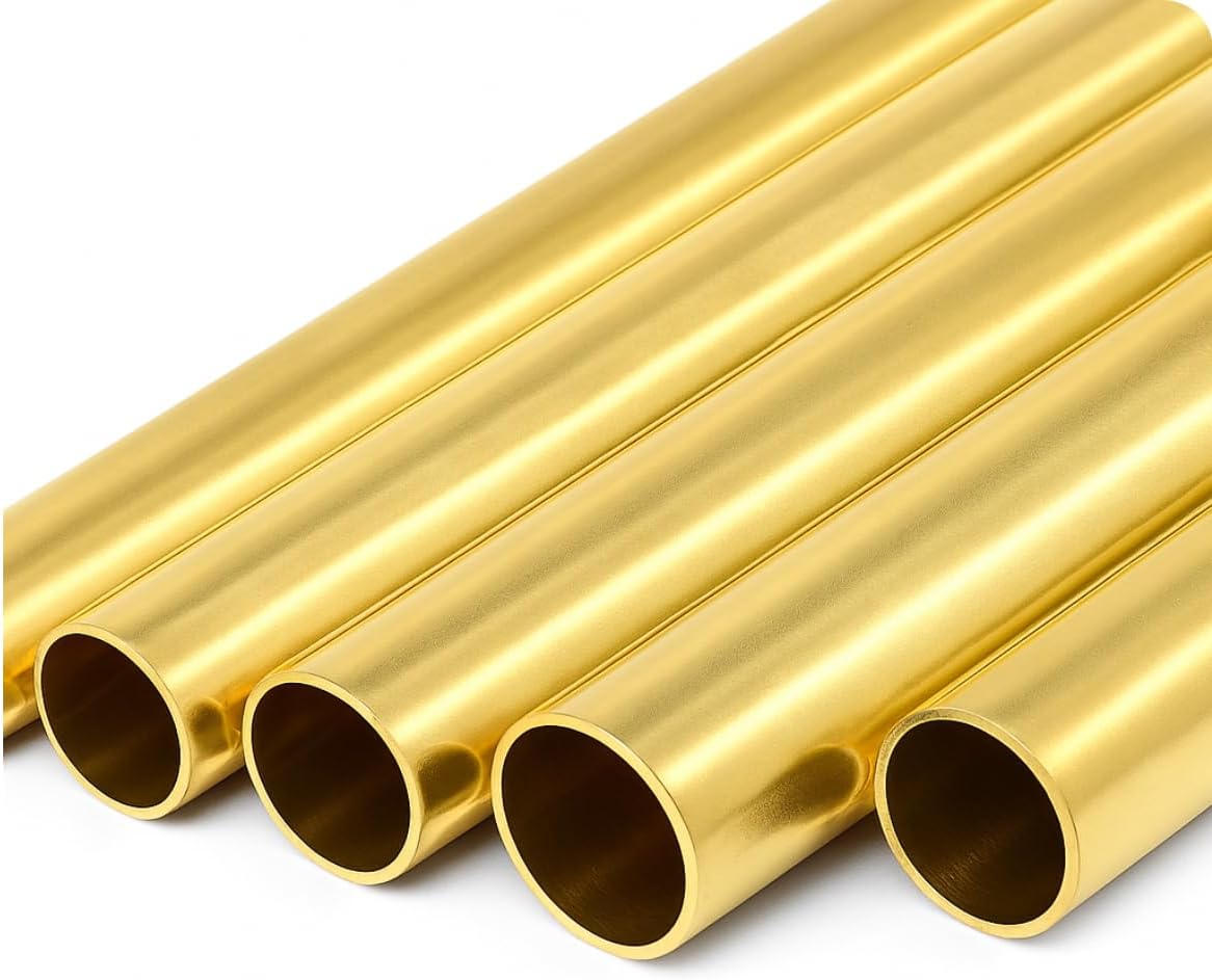 Brass Tubing –12” Length – .014” Wall – Choose OD: 1/16” thru 5/16" – Thong Tube, Mosaic Pin Tubes, Handle Lanyard, Hobby Tubing in Small Sizes (Brass, 5/16" pack of Five)