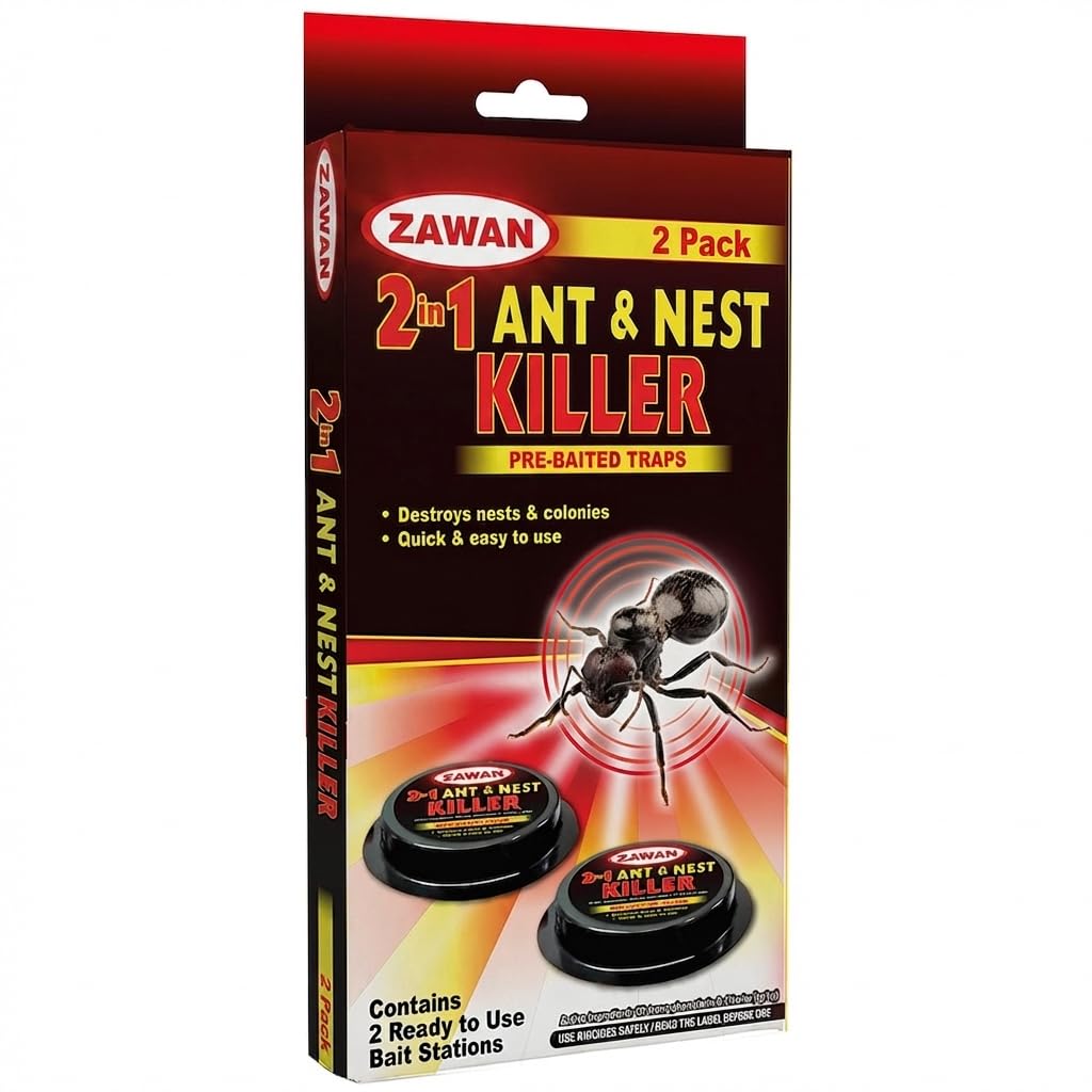 ZAWAN® Ant Killer Bait Station Indoor & Outdoor | Ants Traps Indoor Pet Safe, Ants Killer Indoor, Ant Bait for Home Kitchen Garden | No Mess With Zawan Ant Control (2 Pack)