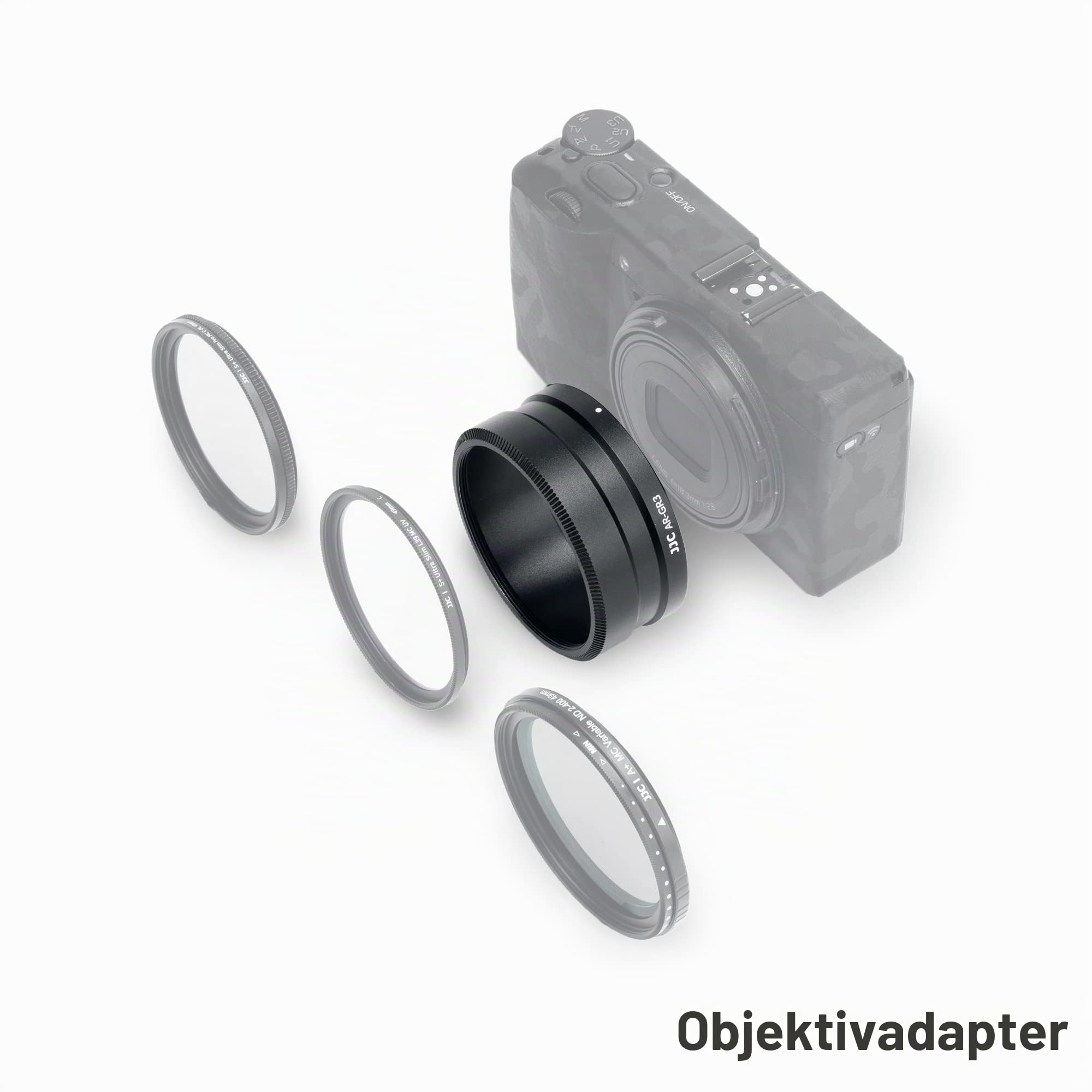 JJC Metall Objektiv Filter Adapter Ring Kompatibel mit RICOH GW-4 Wide Conversion Lens to GR III GR3 Kamera, Ersatz für RICOH GA-1 Objektivadapter