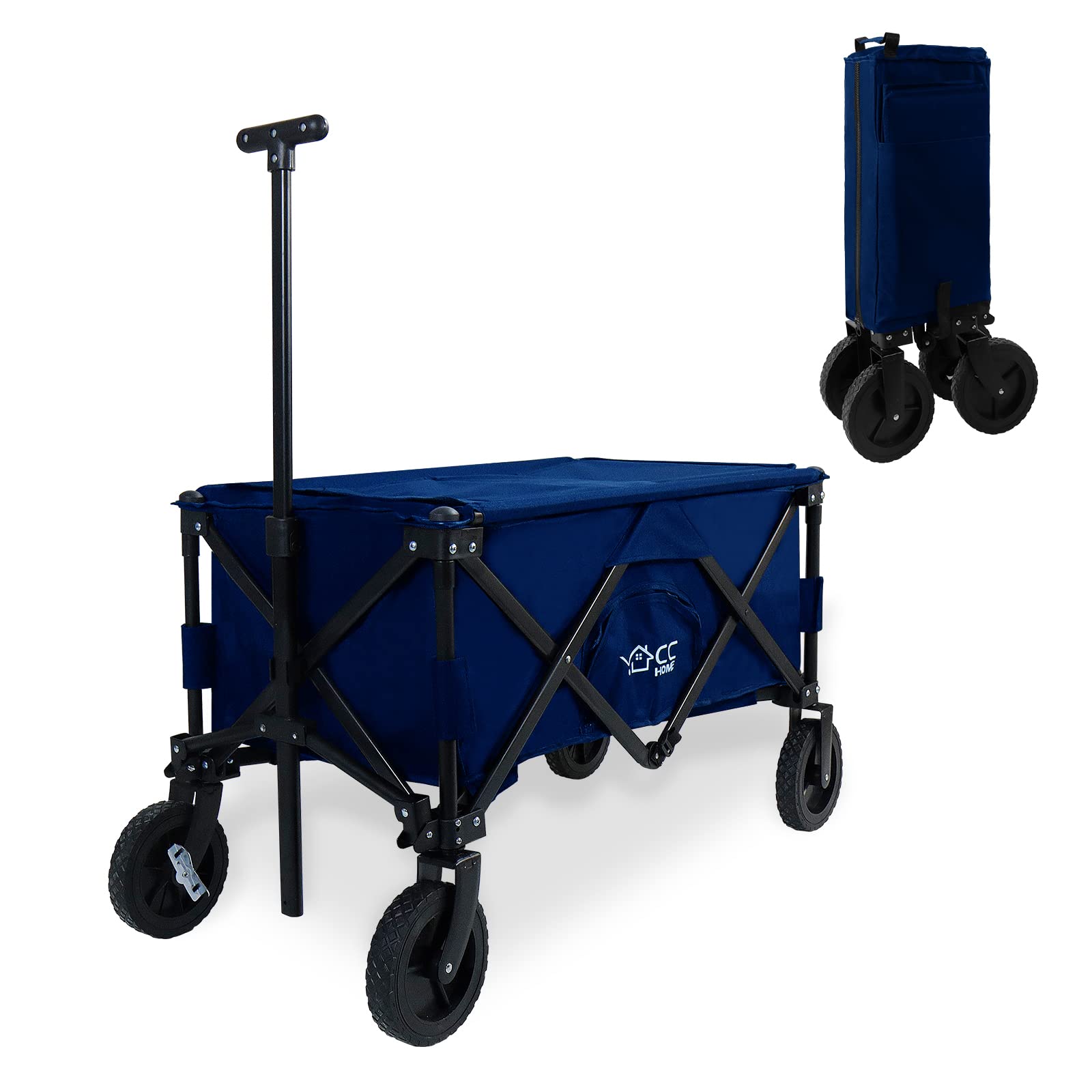 Chariot Transport Pliable 80kg - Roues Tout Terrain - Pour Camping, Sport, Shopping - Noir