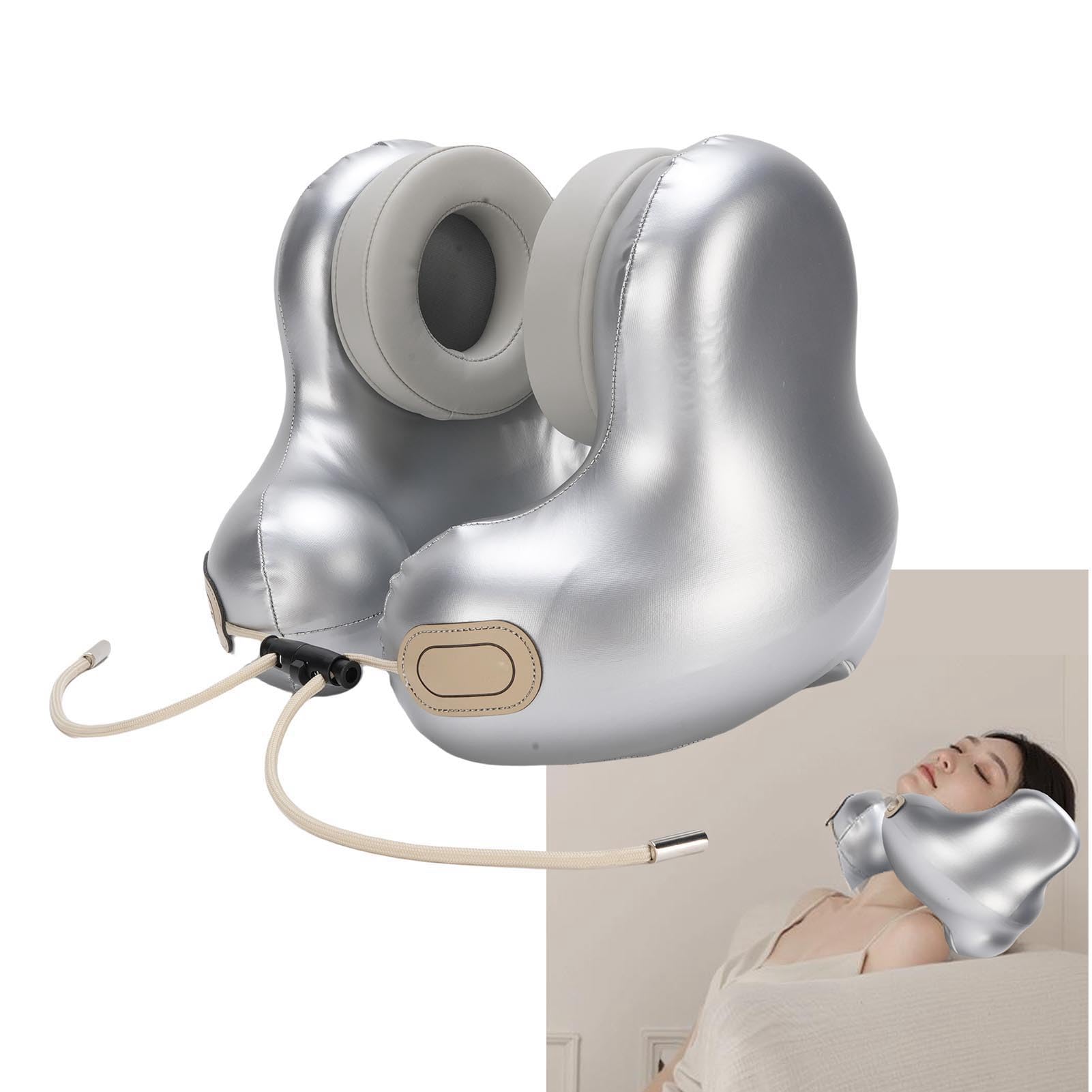 Alomejor Cuscino da Viaggio per il Collo con Cuscinetti Auricolari Magnetici Rimovibili Comodo Supporto per il Volo di Casa in Auto, Cuscino Musicale Bluetooth 5.2 con Riscaldamento per Famiglie,