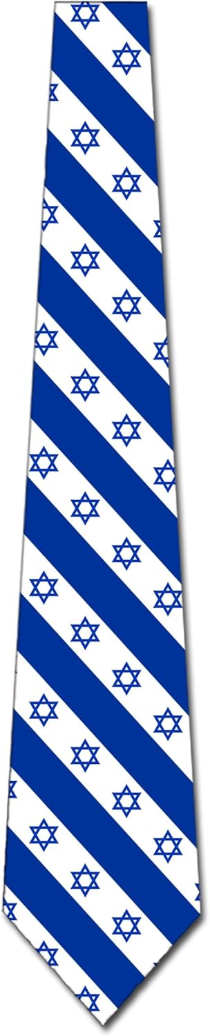 Three Rooker Star of David Ties Mens Jewish Necktie for Men Israel Flag Stripe Tie
