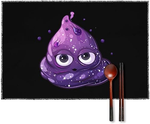 Purple Galaxy Poop Placemats Set of 6 Resistant Table Mats Washable Place Mats for Dinner Party Table Decoration