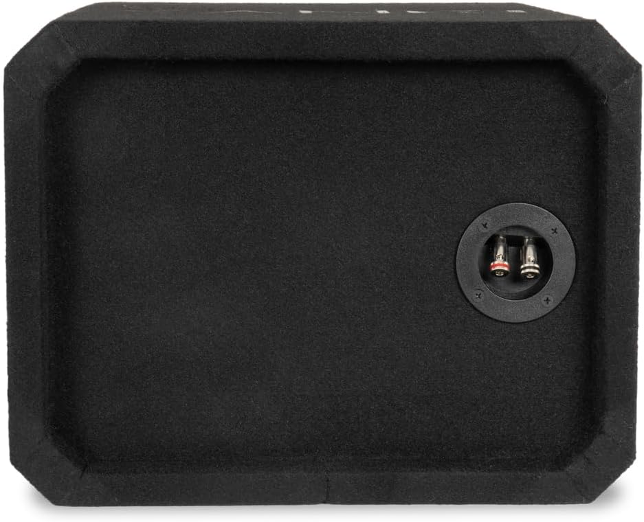 NVX NE81P Single 8" Ported Subwoofer Enclosure – 0.75 Cu Ft MDF Sub Box with Polyfil, 38Hz Slot Port, Spring Terminals, Black Carpet Finish